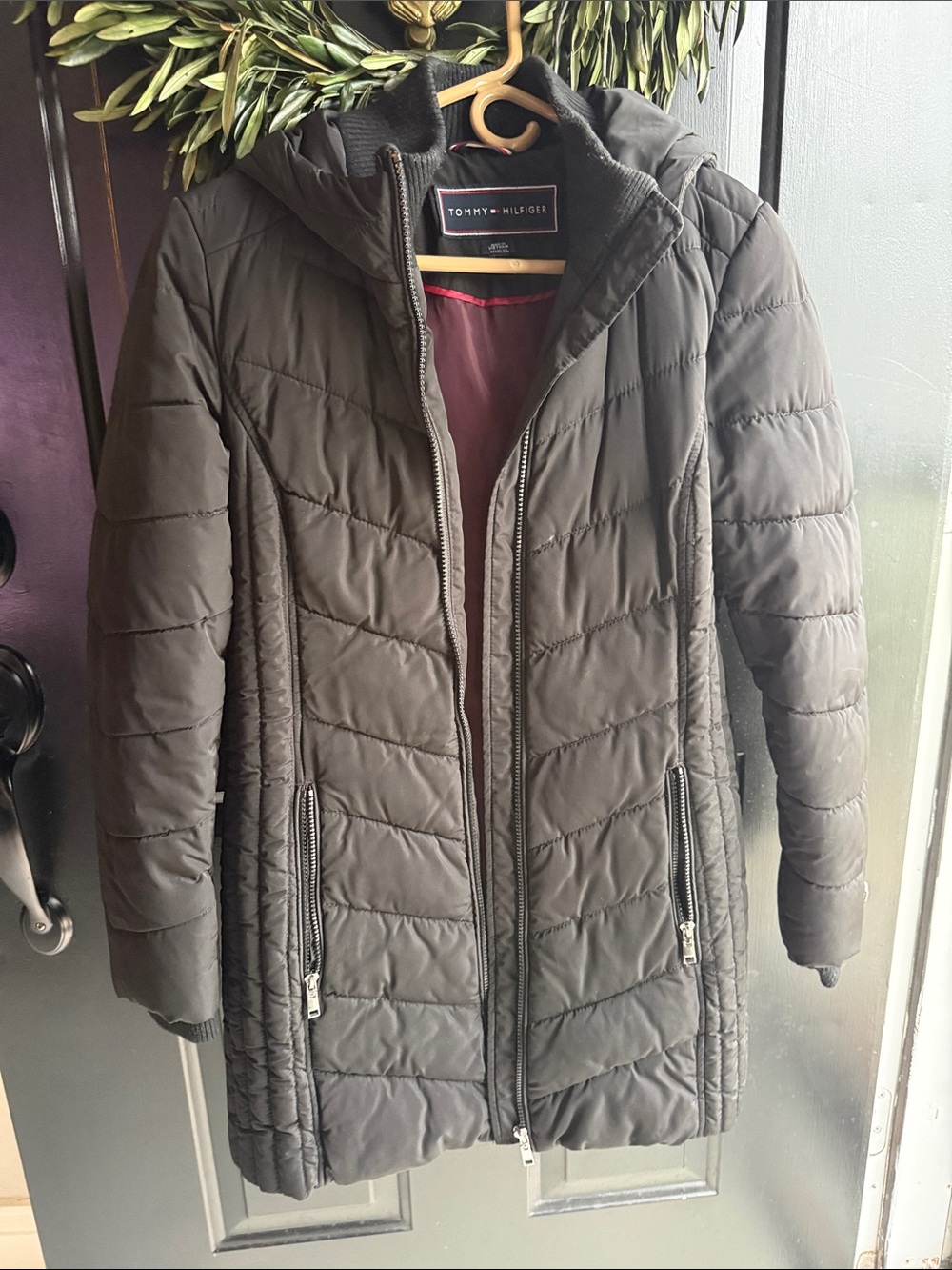 Tommy Hilfiger Women's Black Quilted Hooded Puffer Coat